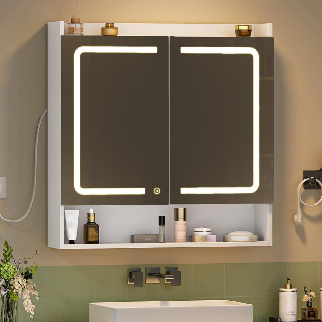 Arredo contemporaneo armadietti a specchio con contenitore illuminato